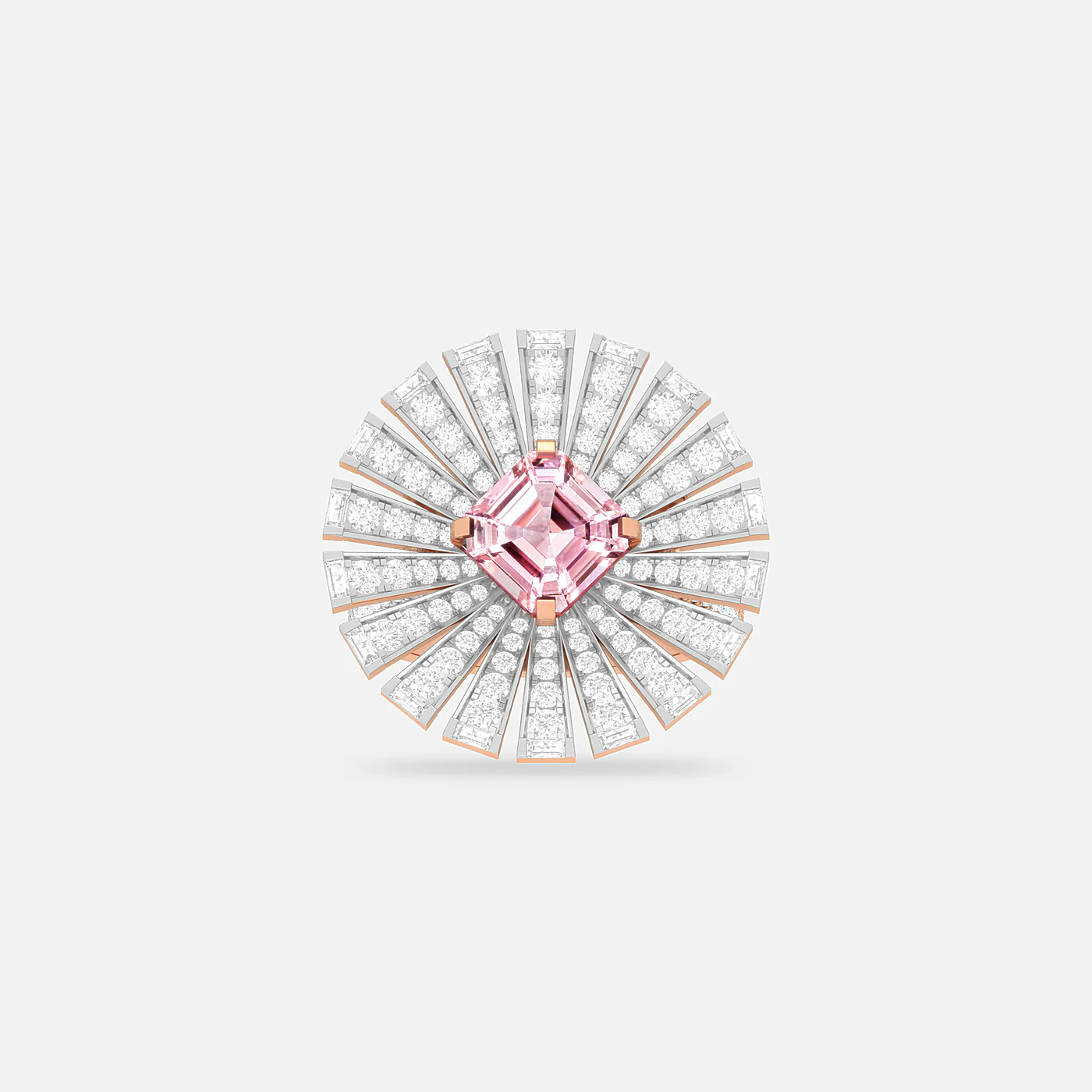 Pink tourmaline and diamond flare ring