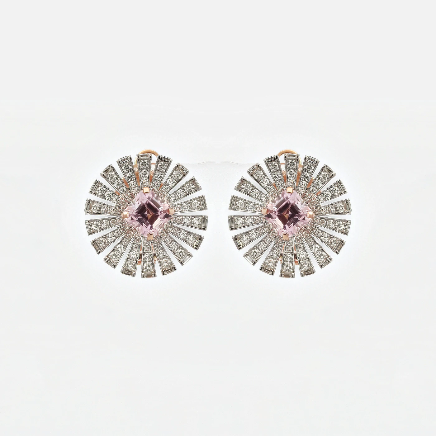 Pink tourmaline and diamond flare earrings