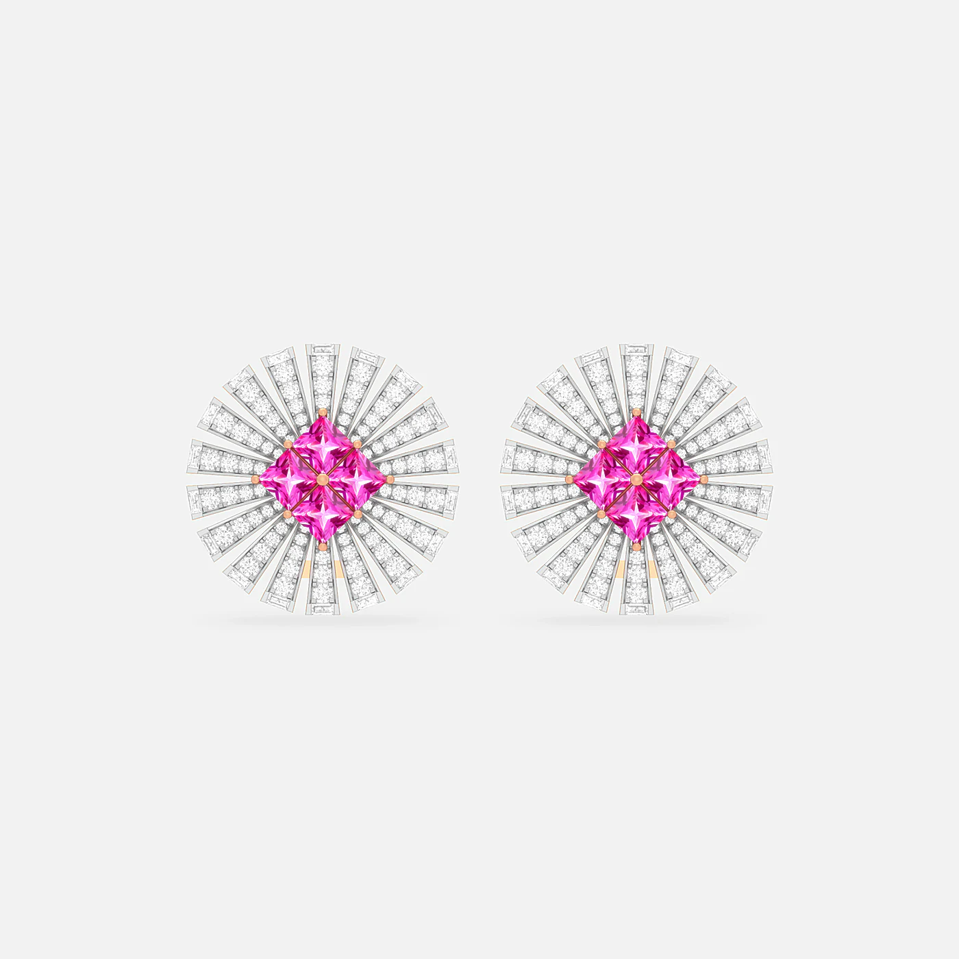 Pink spinel and diamond flare earrings