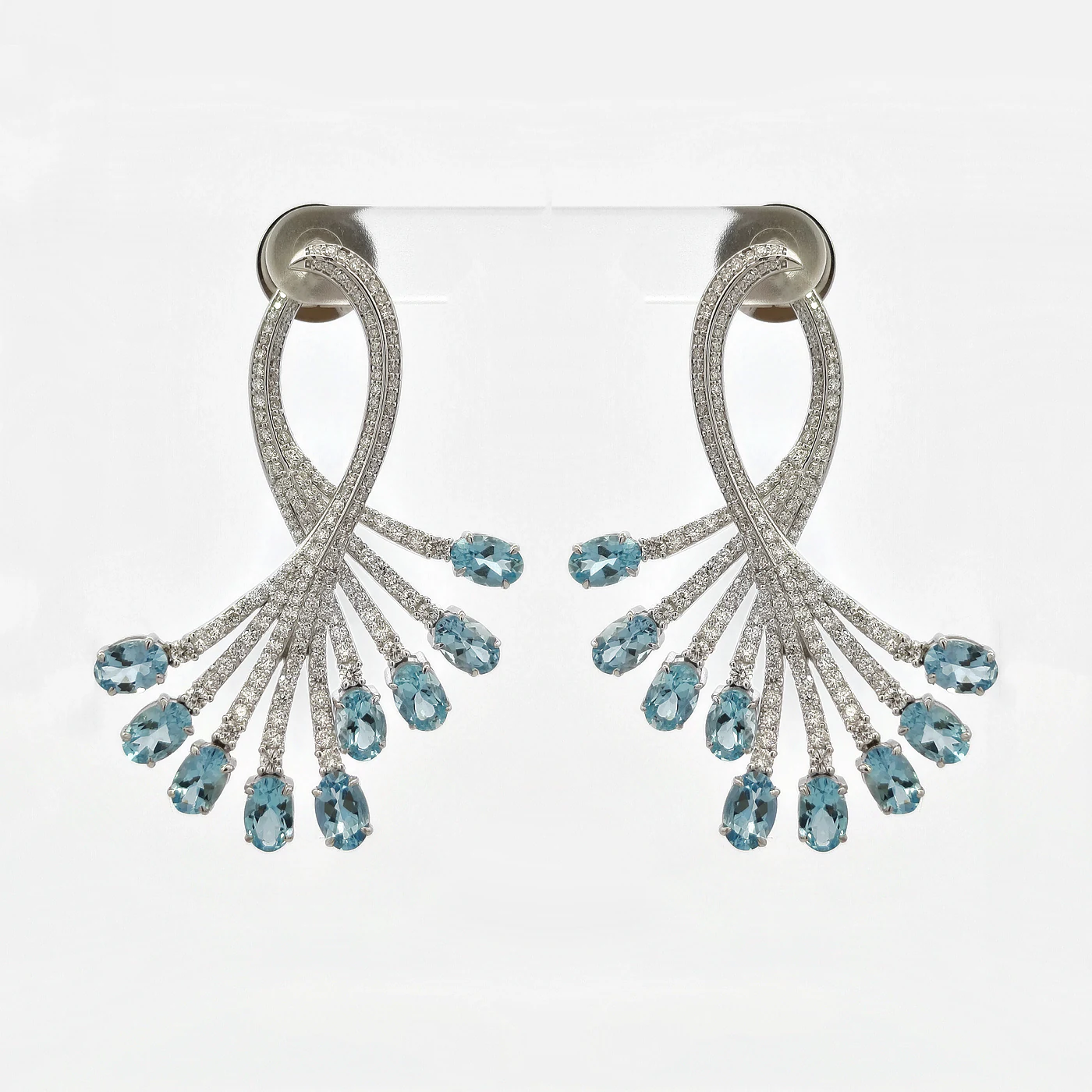 Aquamarine and diamond flare earrings