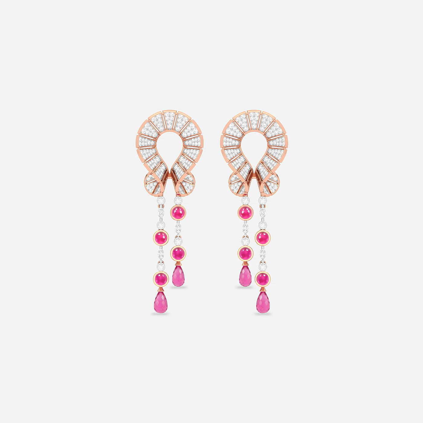 Pink spinel and diamond flare earrings